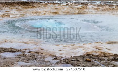 Strokkur Geothermal Area. Strokkur Geyser Eruption, Iceland