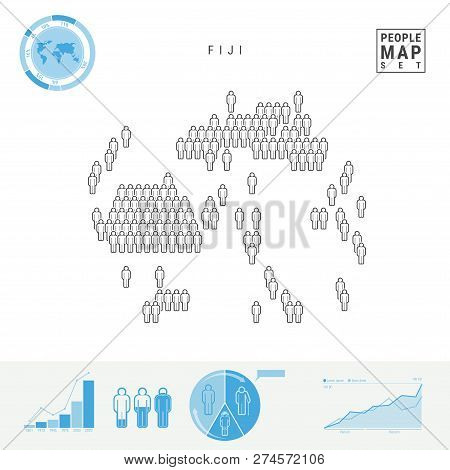 Fiji People Icon Map. People Crowd In The Shape Of A Map Of Fiji. Stylized Silhouette Of Fiji. Popul