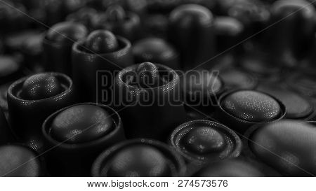 Futuristic Black Background With Bionic Soft Shape. 3d Render Illustration