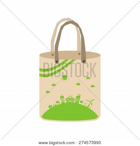 Ecology Concept,eco-friendly Fabric Bag Ideas.vector Illustration