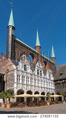 Luebeck, Germany - June 7, 2018: Historic Town Hall Of The Hanseatic City Of Lübeck On June 7, 2018 