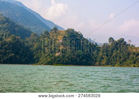 Phewa Lake And Hills In Pokhara, A Popular Tourist Destination. Taken In Nepal, Dec 2018