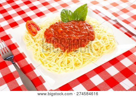 Big Portion Of Spaguetti With Bolognese Sauce