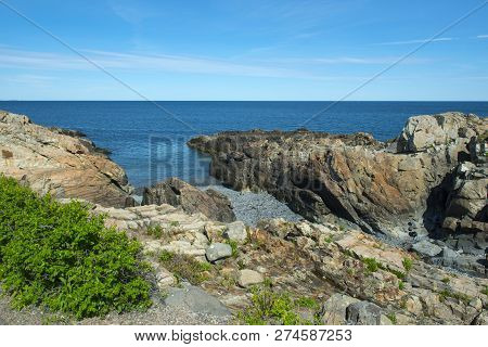 Rocky Coast On Marginal Way In Ogunquit, Maine, Usa.