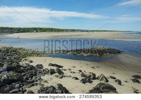 Ogunquit River Flows In The Gulf Of Maine In Ogunquit, Maine, Usa.