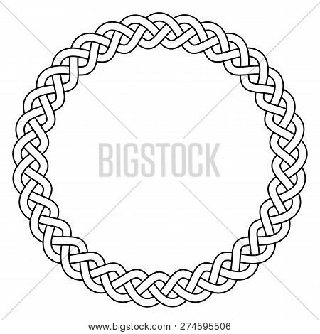 Ring With Celtic Knot In Black On A Isolated White Background.