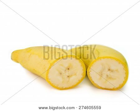 Cavendish Bananas On White Background. (with Free Space For Text)