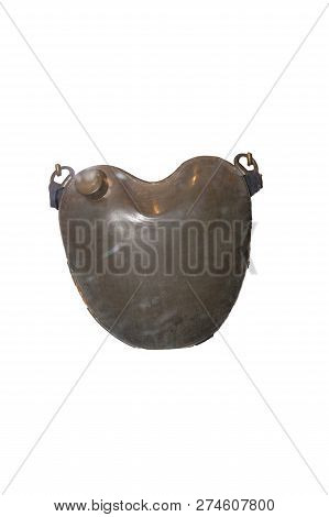 Old Hot Water Bottle Made Of Metal - Bed Warming Bottle - Big Bottle-shaped Form With Cork Closure