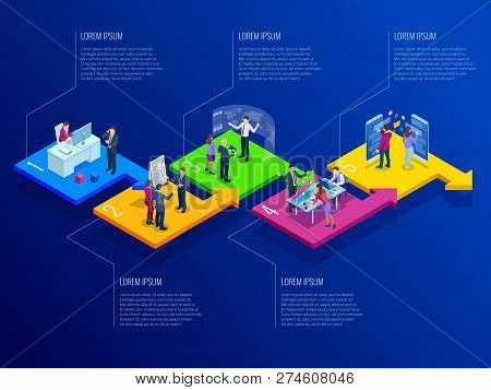 Isometric Presentation Business Infographics Template With 5 Options. Business Data Visualization, D