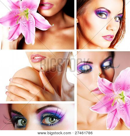 modellieren Schönheit mit Farbe Make-up mit Blume
