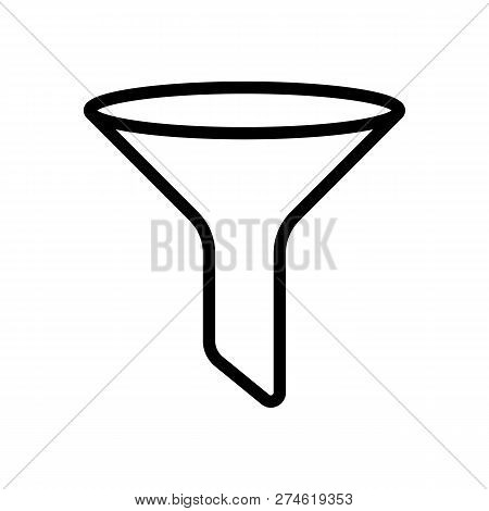 Funnel Or Filter, Linear Outline Icon. Black Icon On White Backg