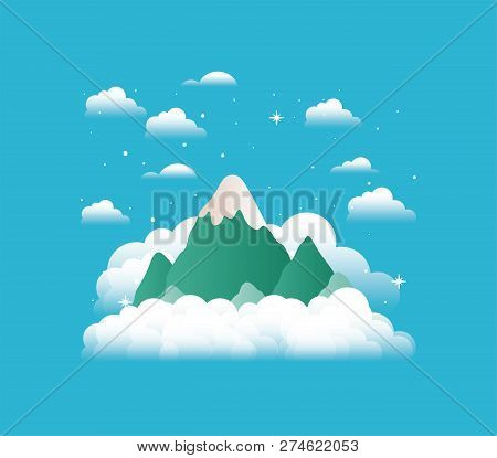 Snow Mountains In The Sky Vector Illustration Design