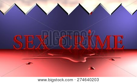 Sex Crime Deadfall, Puddle Of Blood, 3d Background.  Illustration Of Sexual Abuse