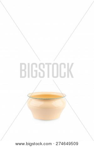 Vintage Enamelled Spittoon Thai Style On White Background Kitchenware Object Isolated