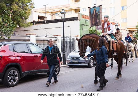 Oropesa Del Mar, Spain - January 13, 2018: Holiday Procession On Festival Of Saint Anthony In The St