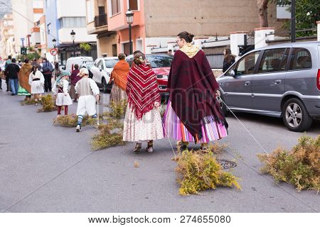 Oropesa Del Mar, Spain - January 13, 2018: Holiday Procession On Festival Of Saint Anthony In The St