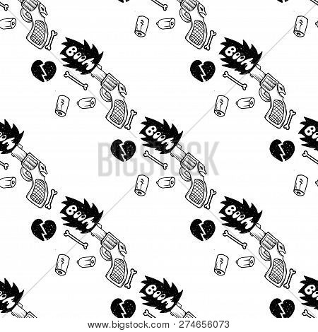 Rap Music. Hip Hop Doodle Pattern With Rap Attributes
