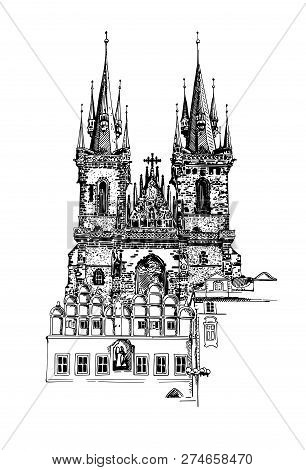 Sketch Drawing Of Church Our Lady Before Tyn In Prague