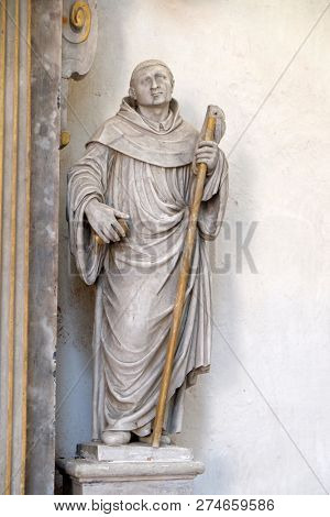 BRONNBACH, GERMANY - JULY 07, 2018: Statue of Saint on the Saint Bernard altar from the workshop of Michael Kern, Cistercian Abbey of Bronbach in Reicholzheim near Wertheim, Germany