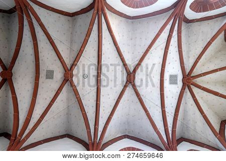 RETZBACH, GERMANY - JULY 04, 2018: Ceiling in Maria im Grunen Tal pilgrimage church in Retzbach in the Bavarian district of Main-Spessart, Germany