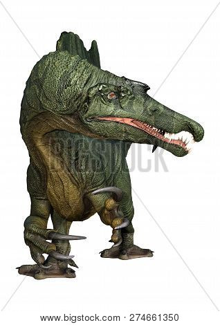 3D Rendering Dinosaur Spinosaurus On White