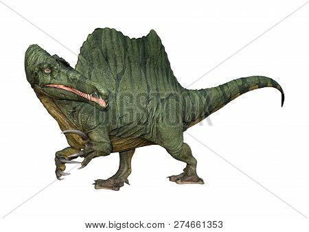 3D Rendering Dinosaur Spinosaurus On White