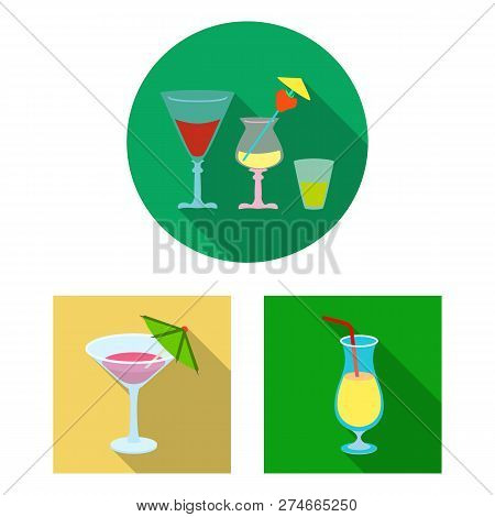 Vector Design Of Cocktail And Menu Logo. Collection Of Cocktail And Margarita Stock Symbol For Web.