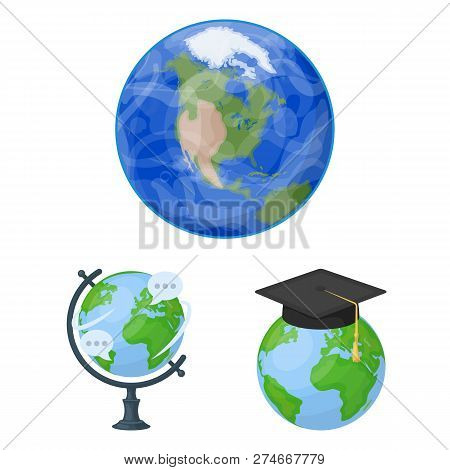 Isolated Object Of Globe And World Logo. Collection Of Globe And Earth Vector Icon For Stock.