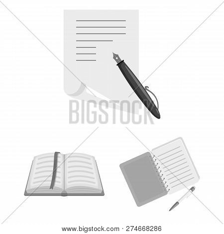 Vector Illustration Of Book And Open Sign. Set Of Book And Pencil Stock Symbol For Web.