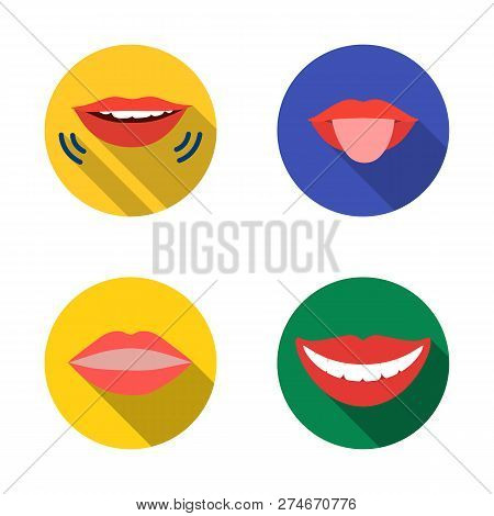 Vector Illustration Of Kiss  And Smile Icon. Set Of Kiss  And Sexy  Vector Icon For Stock.