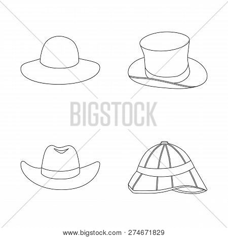 Vector Design Of Hat And Cap Sign. Set Of Hat And Model Vector Icon For Stock.