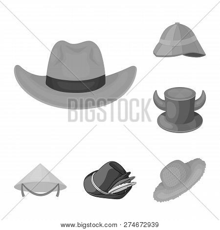 Vector Illustration Of Hat And Cap Logo. Set Of Hat And Model Vector Icon For Stock.