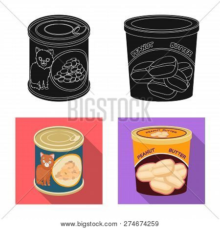 Vector Illustration Of Can And Food Logo. Set Of Can And Package Stock Vector Illustration.