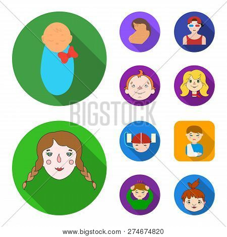 Vector Illustration Of Girl And Boy  Logo. Set Of Girl And School Vector Icon For Stock.