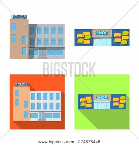 Vector Design Of Building And Front Logo. Set Of Building And Roof Vector Icon For Stock.
