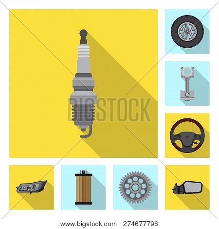 Vector Illustration Of Auto And Part Sign. Set Of Auto And Car Stock Symbol For Web.
