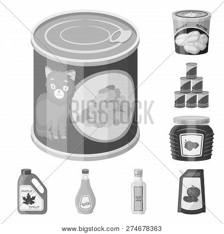Vector Illustration Of Can And Food Logo. Set Of Can And Package Vector Icon For Stock.