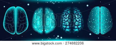 Cyber Mind, Artificial Intelligence Concept. Brain Analysis, Neural Connection Visualization. Futuri
