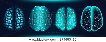 Cyber Mind, Artificial Intelligence Concept. Brain Analysis, Neural Connection Visualization. Futuri