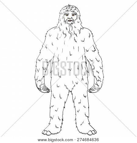 Isolated Object On White Background Point. Raster Nepal, Yeti, Abominable Snowman. Color Comic Book 