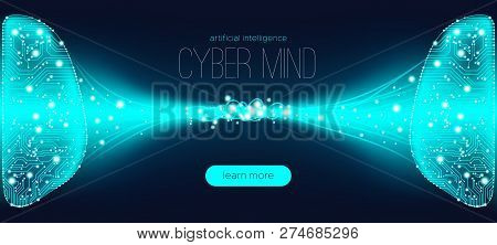 Cyber Mind, Artificial Intelligence Concept. Brain Analysis, Neural Connection Visualization. Futuri