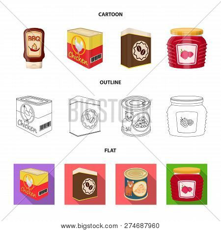 Vector Design Of Can And Food Logo. Collection Of Can And Package Vector Icon For Stock.