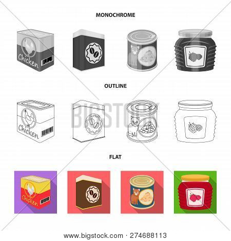 Vector Illustration Of Can And Food Logo. Collection Of Can And Package Stock Vector Illustration.