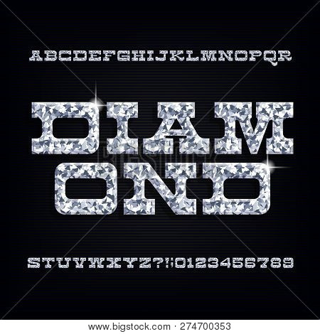 Diamond Alphabet Font. Fancy Crystal Letters And Numbers. Stock Vector Typescript For Your Design.