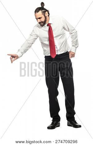 isolated man lood down gesture no with hand