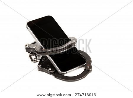 Phone And The Handcuffs. The Concept Of Dependence On The Internet,technology And Social Networks. I