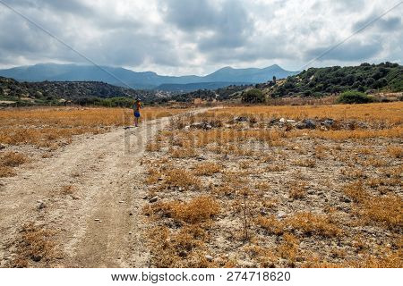 Road Trough The Desert Pasture Mediterranean Sea Dry Grass