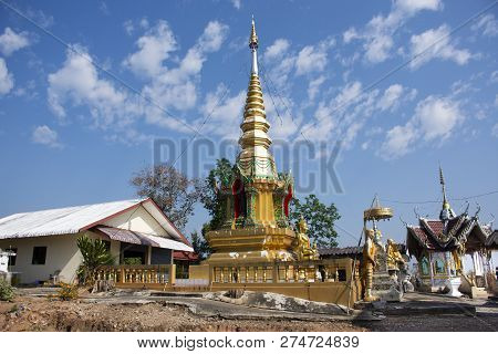 Stupa Chedi And Buddha Statue Images In Wat Phrachao Thanchai And Phra That San Kwang Temple At Chia