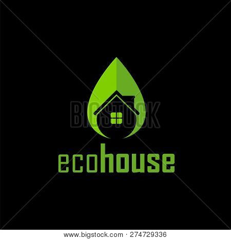Vector Eco House Logo Design Template. Its Simple Good Design With Leaf And House Combination. Logo 