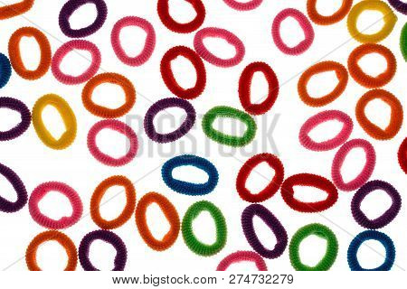Colorful Hair Bands On White Isolated Background